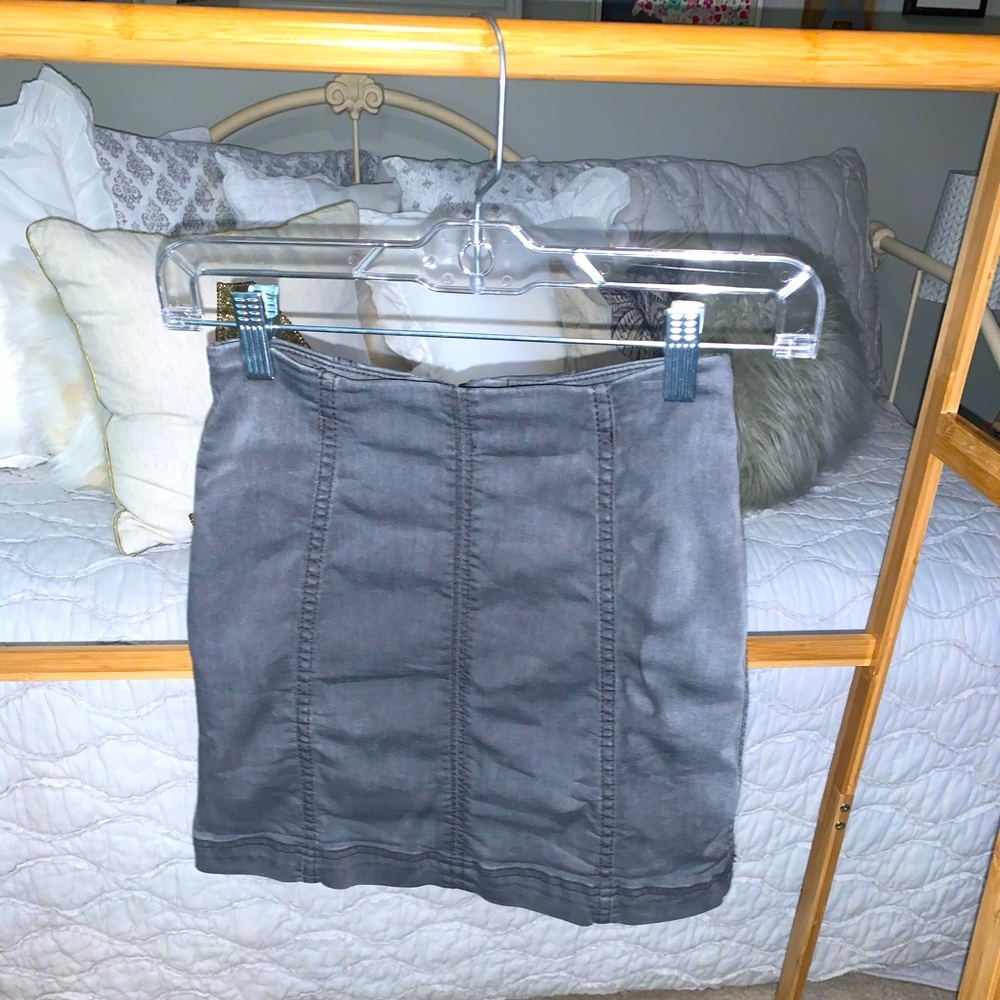 Free people grey denim skirt